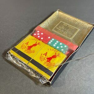 Set of four matches, 4 dice and a metal ash "I Lost My Ass in Las Vegas" (543)